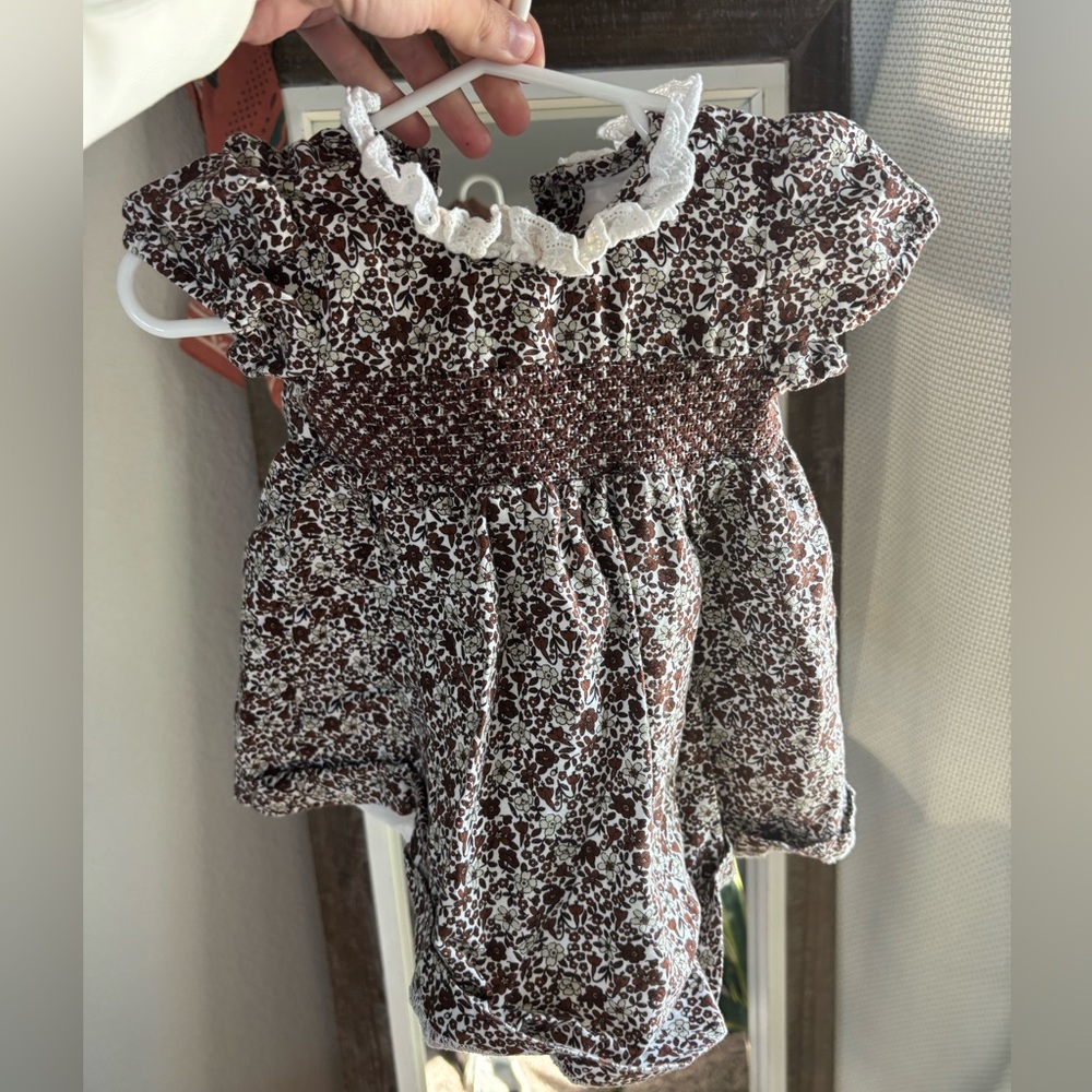 Edgehill collection brown floral smocked dress
